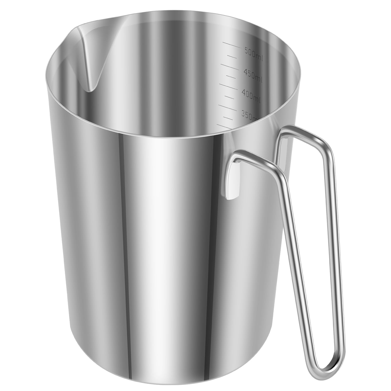 Stainless Steel Measuring Jug with Handle and Pour Spout, Milk Frothing Pitcher with Clear Marking Large Mouth Stainless Steel Milk Coffee Jug for Kitchen Bar Cafe Baking Frothing Espresso (500ml)