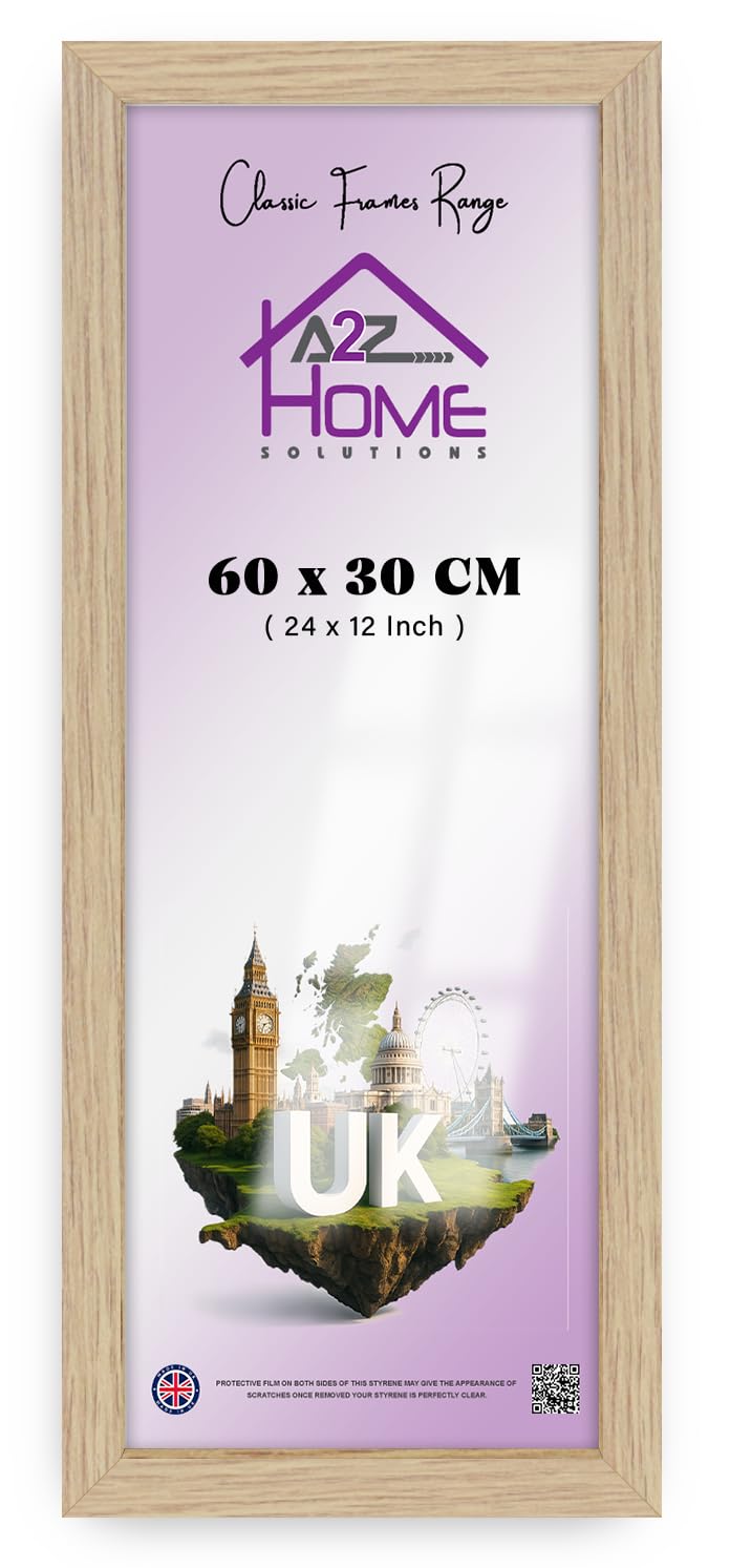 A2Z Home Solutions® Large Wall Picture Frame Stunning Look Quality Backing Landscape & Portrait Display Photo Frame For Wall Poster Canvas Painting Certificate Art Gallery (30x60 cm, Oak)