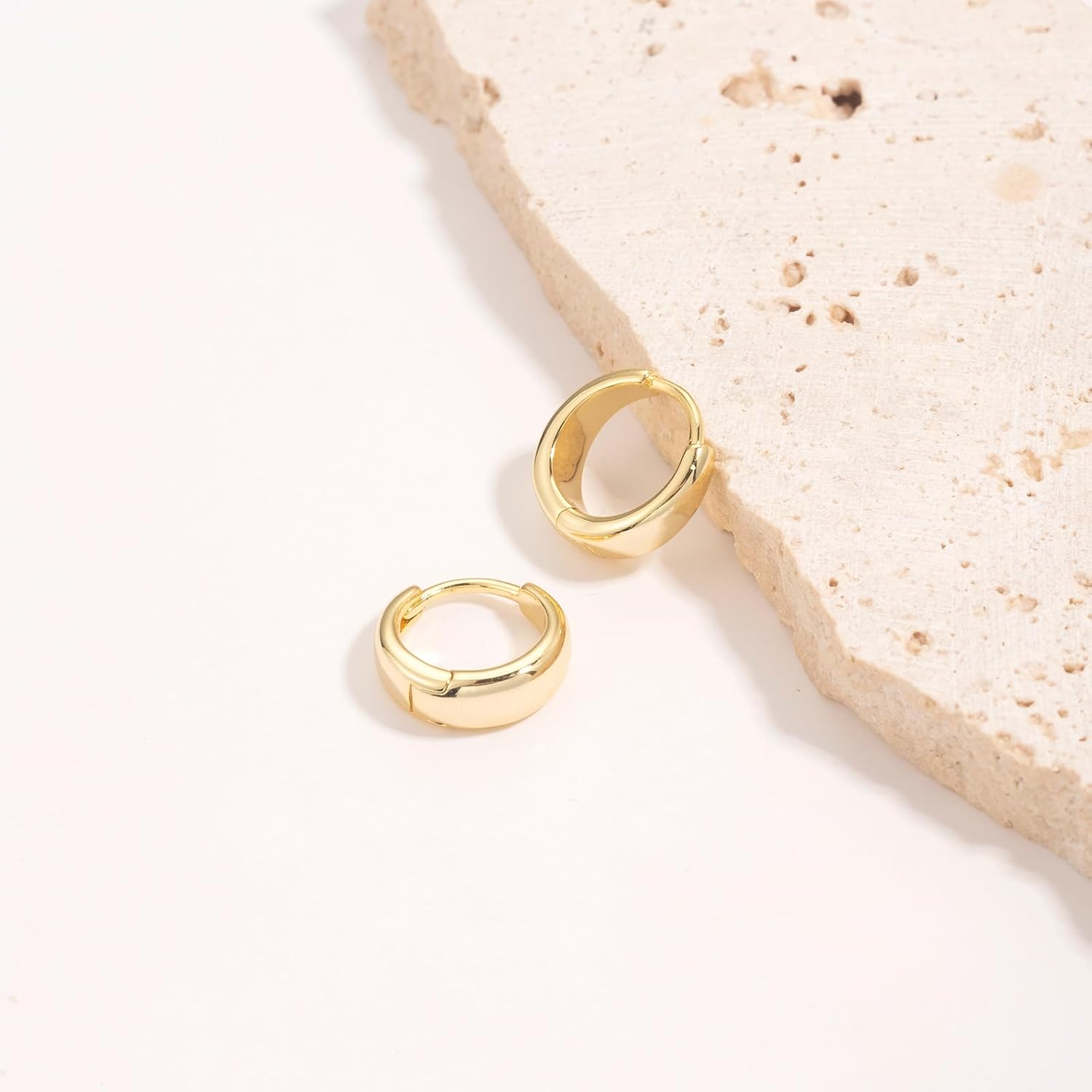 Gold Hoop Earrings for Women 14K Gold Earrings Hypoallergenic Lightweight Small Hoops 13MM 18MM 22MM - Image 7