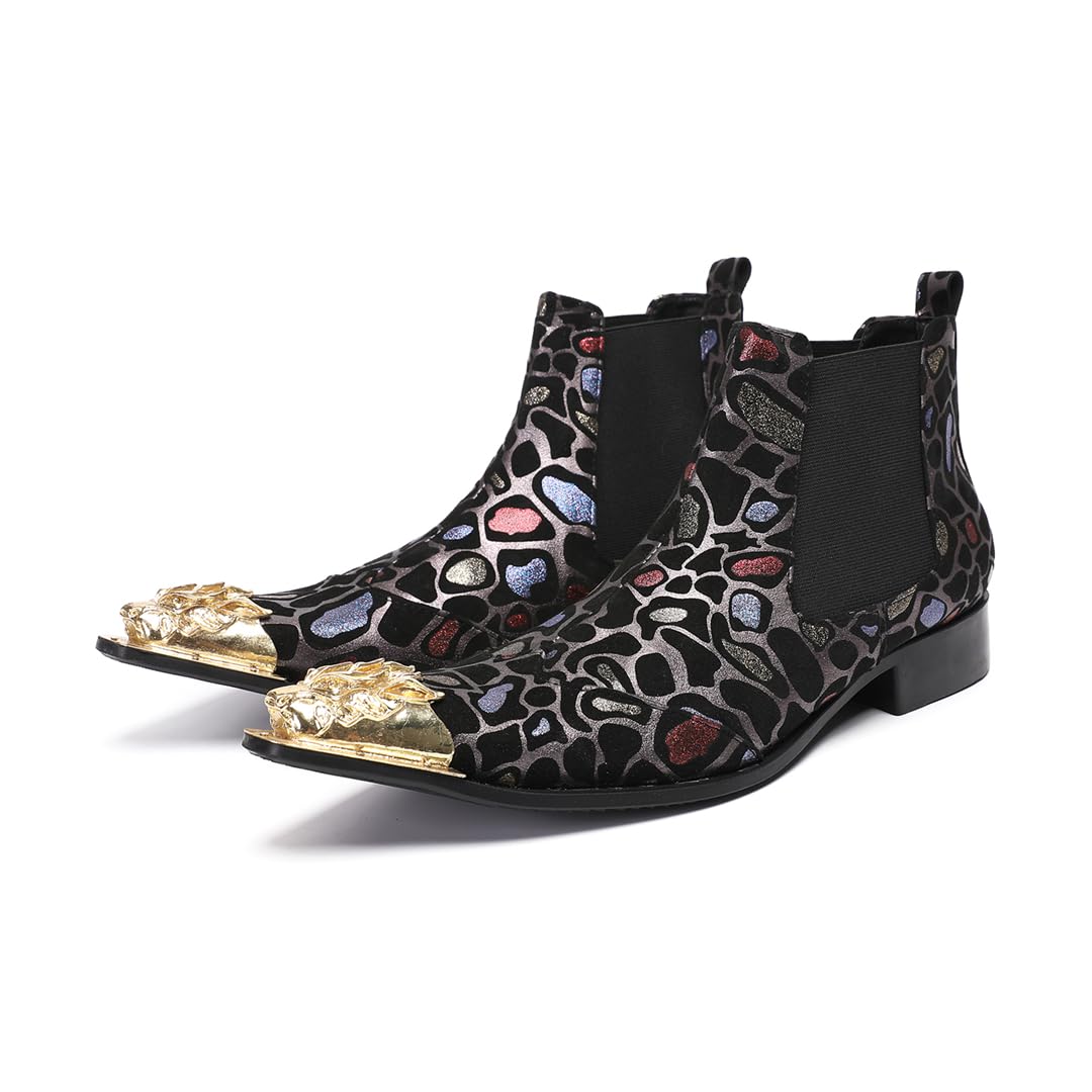 Stivaletti Chelsea Uomo Punta Testa di Leone Scarpe Texture