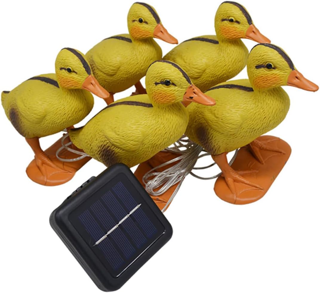 Solar Powered Little Yellow Duck Landscape Path Lights for Outdoor Garden Lawn 5-Set LED Solar Lawn Lamps for Patio Yard