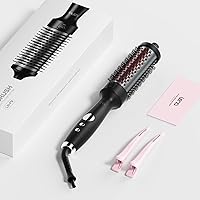 Lena 1.5 Inch Thermal Brush: All-in-One Heated Round Brush with Titanium Barrel, Infrared & Negative Ions, 5 Heat Settings for Frizz-Free Shiny Hair