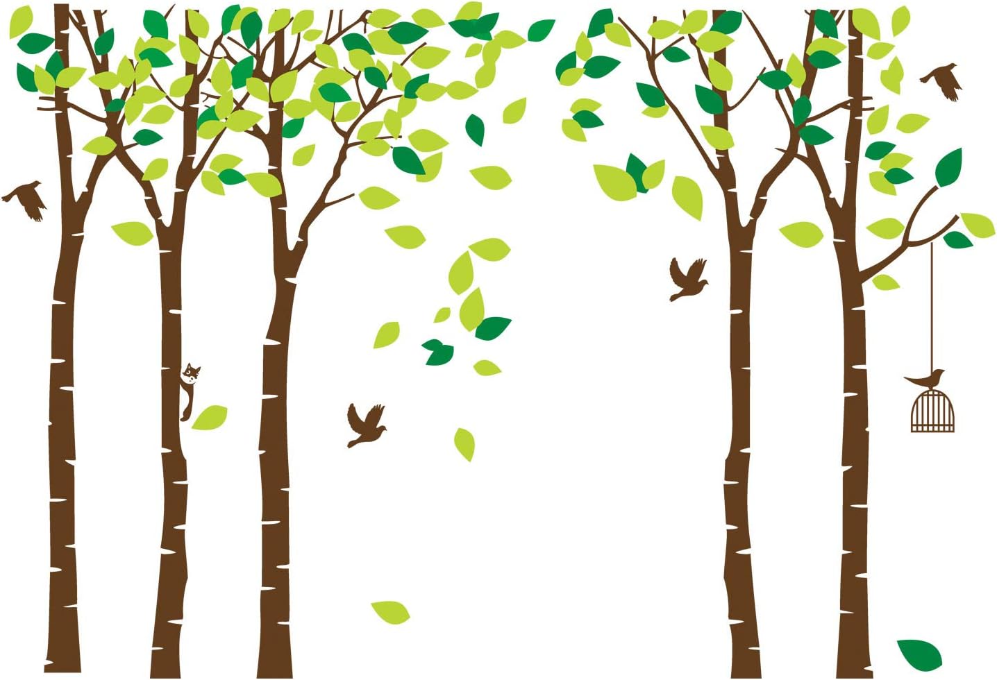 ANBER Giant Jungle Tree Wall Decal Removable Vinyl Sticker Mural Art Bedroom Nursery Baby Kids Rooms Wall Décor (Brown and Green)