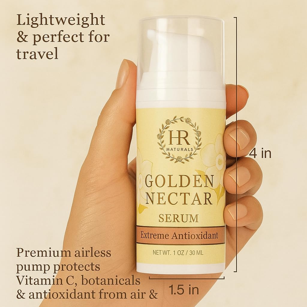 Golden Nectar Serum, Organic Antioxidant Face Serum with Vitamin C, Hyaluronic Acid, CoQ10, Seabuckthorn, Rosehip, 1 oz - Image 4