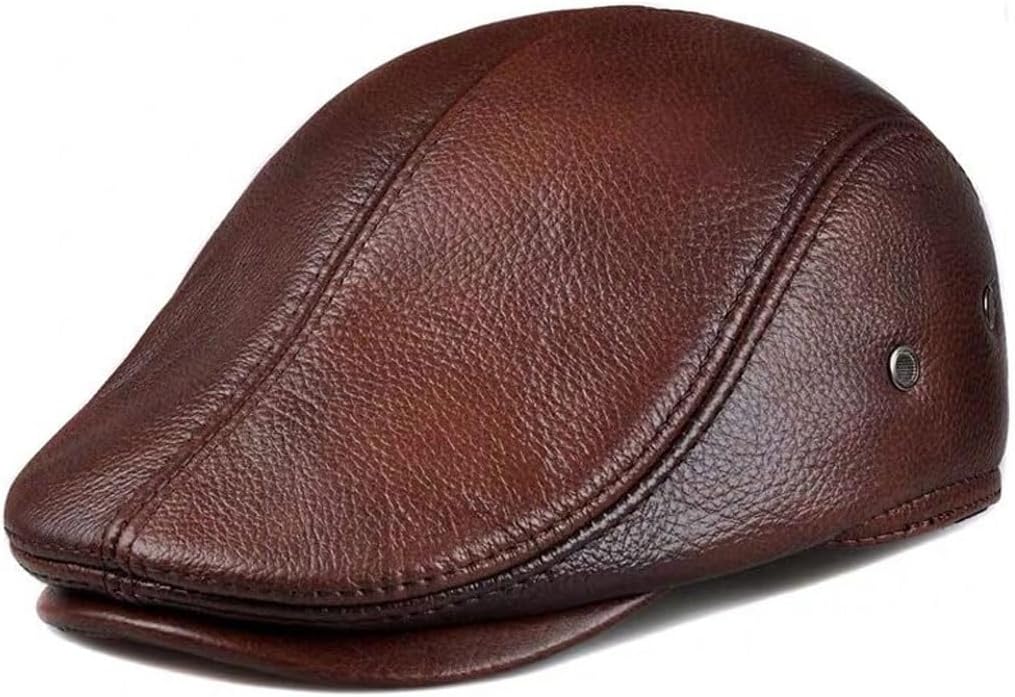 Men's Outdoor Leather Hat Winter Berets Male Warm Ear Protection Cap Dad