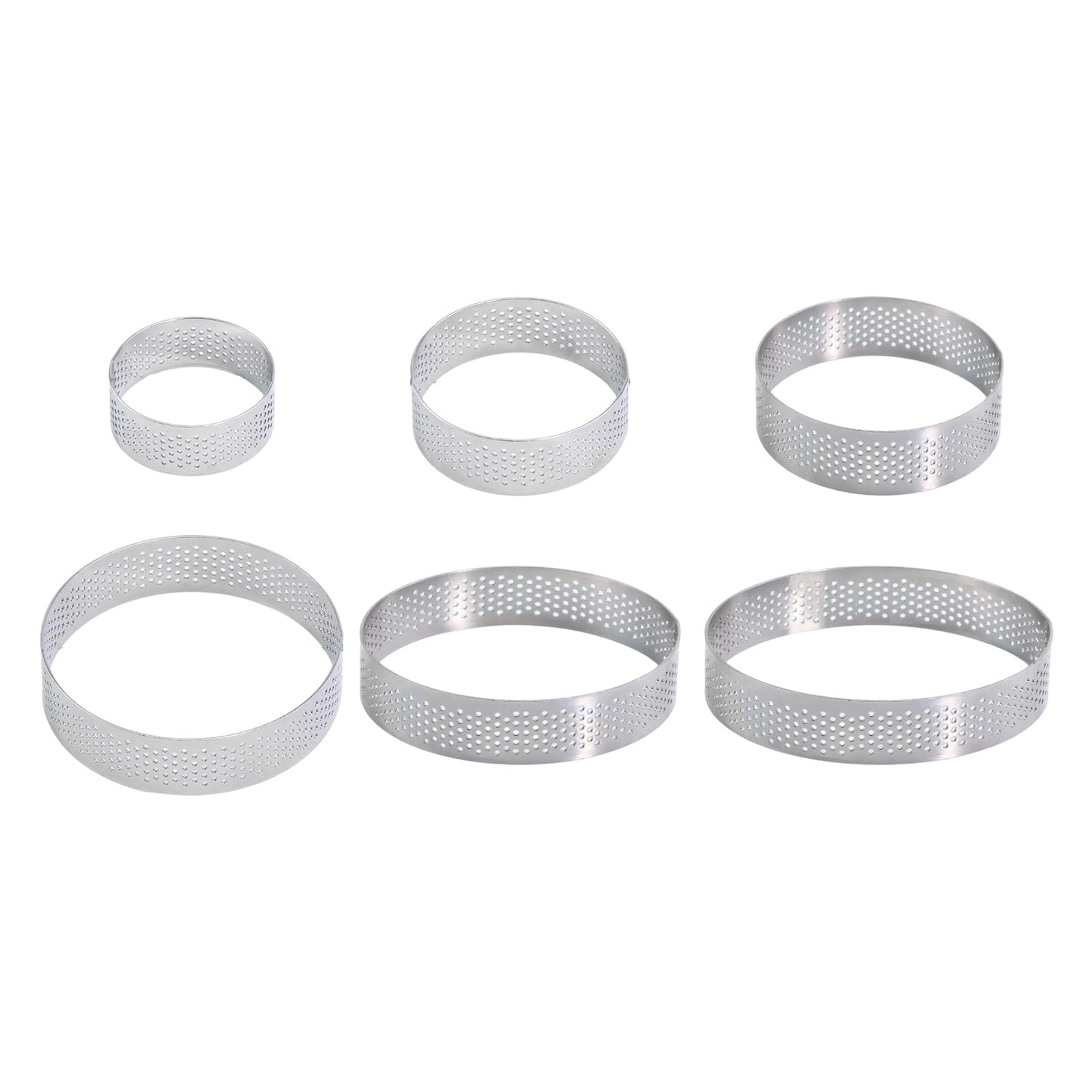 sodeber 6Pieces Nonrust Steel Baking Rings with Ventilation Holes Baking Equipment Ideal for Mousses Cheesecakes and Dessert Rustless Tart Rings