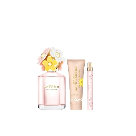 Marc Jacobs Daisy Eau So Fresh EDT 3-Piece Gift Set ($224 value) -EDT 4.2oz, Body Lotion 2.5oz, Travel Spray 0.33 oz With Notes of Raspberry, Rose & Soft Musks - Floral Women's Perfume