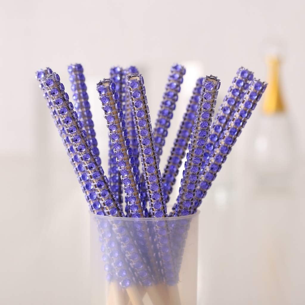 24ct Rhinestone Bling Bamboo Candy Apple Sticks 6 inch for Cake pop Chocolate Caramel Apple Skewers Buffet Party Favor Candy Making Accessories by Quotidian (Royal Blue)