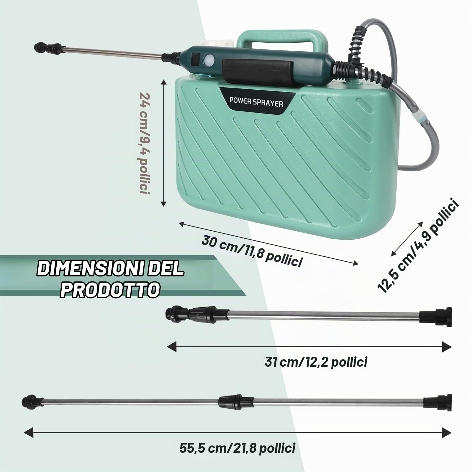Pompa Elettrica 5L per Giardino Piante Pompa a Spalla Pompa Irroratric a Batteria USB Ricaricabile Nebulizzatore a Batteria con LCD (Verde)