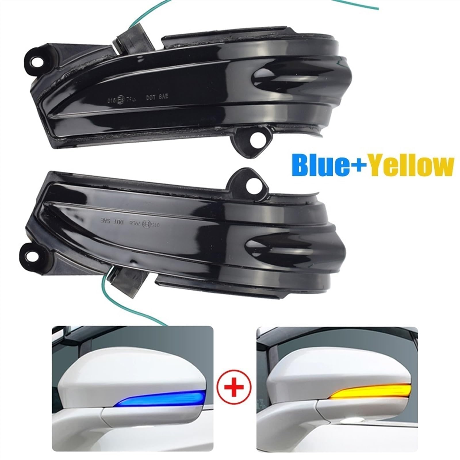 Lusterko boczne dynamiczne kierunkowskazy do Mondeo MK5 Fusion 2014 2015 2016 2017 2018 2019 LED lusterko boczne wskaźnik lampa lusterko boczne lampa sekwencyjna lampa błyskowa, niebiesko-żółta