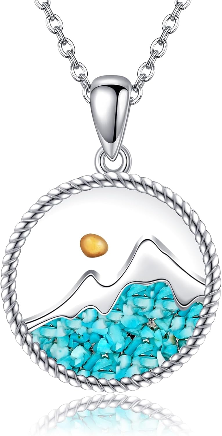 YFN Mountain Necklace for Women Sterling Silver Mountain Pendant Necklace Nature Jewelry Gift for Skiers, Hikers, Campers, Climbers and Nature Lovers