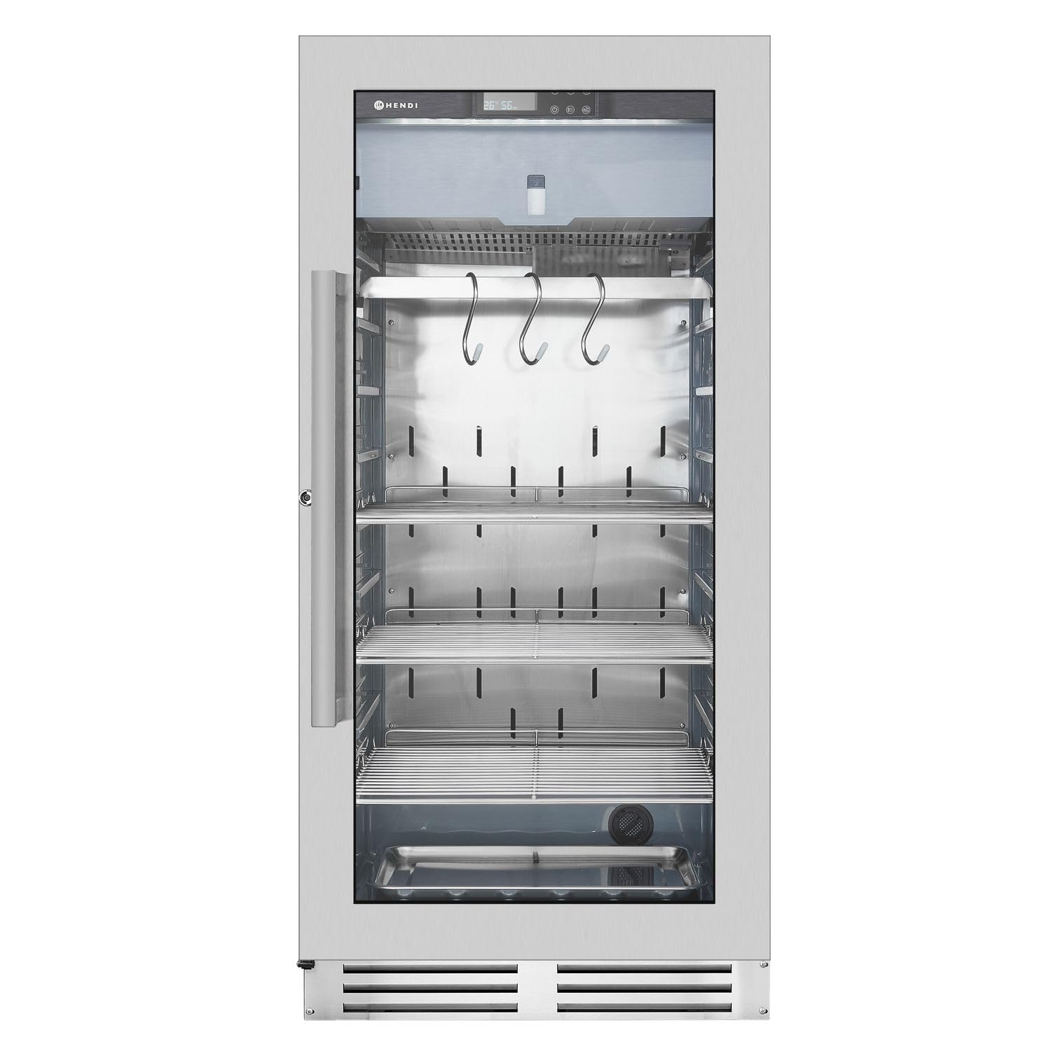 HENDI Armadio frollatura carne, vetrina cabina camera frigo per la frollatura a secco della carne, 233L, 220-240V, 170W, 595x760x(H)1270mm, vetro temprato, acciaio inox 18/10