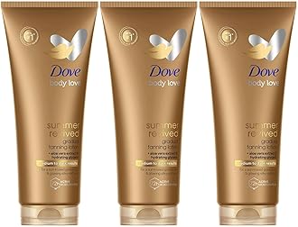 Dove Summer Revived Medium to Dark Gradual Tanning Lotion For a Sun-Kissed Glow Self Tan Body Lotion Tanning Lotion For All Skin Types 200ml, Pack of 3