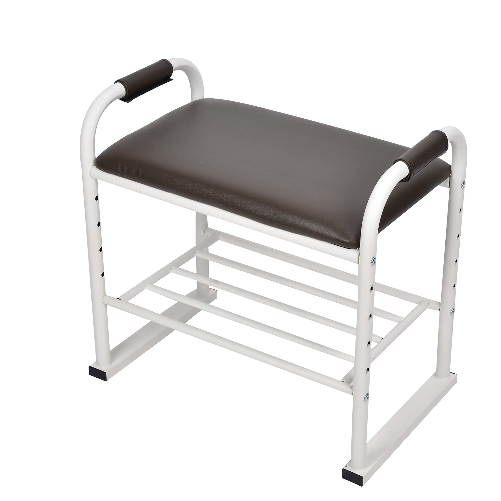 Ejoyous Banco para Zapatos con Cojín de Esponja Zapatero Tubo de Hierro y Taburete de Almacenamiento de Madera Compuesta 54,5 X 58 X 36 Cm Carga de 150 Kg para Entrada Pasillo Sala de Estar Dormitorio