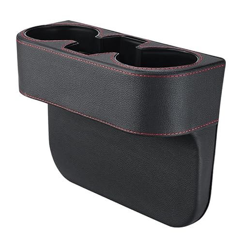 RUTYUOKA Car Seat Gap Filler Organizer for Nissan Logan Leaf Pulsar Primera Skyline, Multifunctional Leather Seat Gap Storage Box with Cup Holder, Prevents Items from Falling