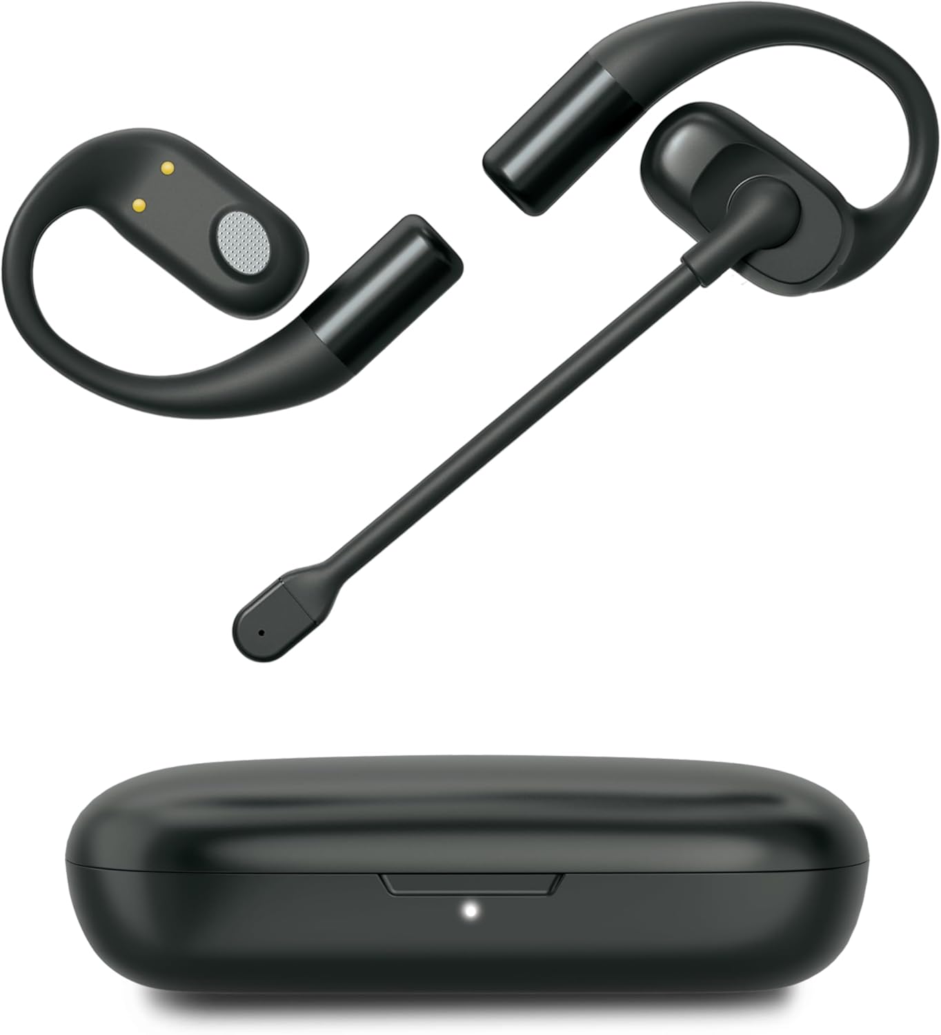 Emerson NoiseZero Open-Ear Earphones w/Charging Case, Smart AI 100dB ENC Microphone Cancelling 99.999% Noise, Max Privacy, Wireless Bluetooth Earbuds, IPX4, Gym, Work, Travel - Black