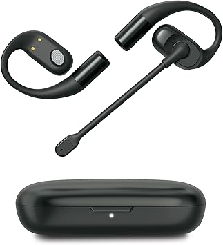 Emerson NoiseZero Open-Ear Wireless Earbuds with ENC Mic, Privacy-Focused Audio for Clear Calls, Open-Ear Headphones for Work, Travel & Running, IPX4, Charging Case - Black