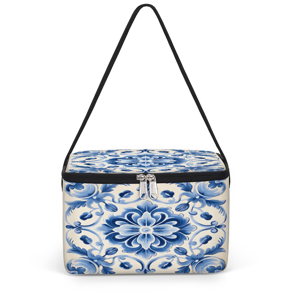 GzLeyigou Ethnic Mandala Lunch Bags for Women Men 9 Cans, Hot & Cold Food Delivery Bag Insulated Grocery Bag Insulated Lunch Box Abstract Flower Cooler Bag for Office Work Picnic Beach