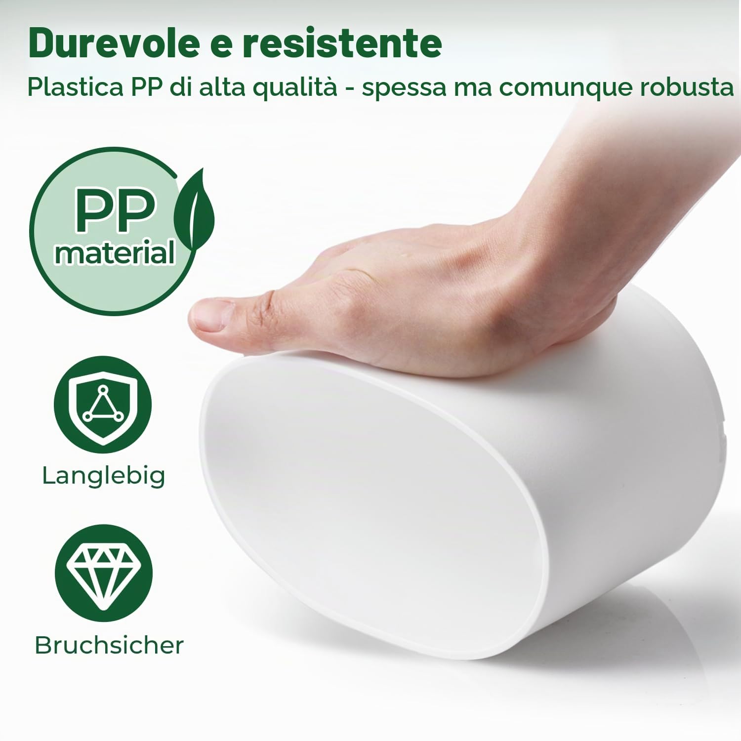T4U Vasi Autoirriganti, Vasi da Interno 16,5 cm Set da 6 Bianco