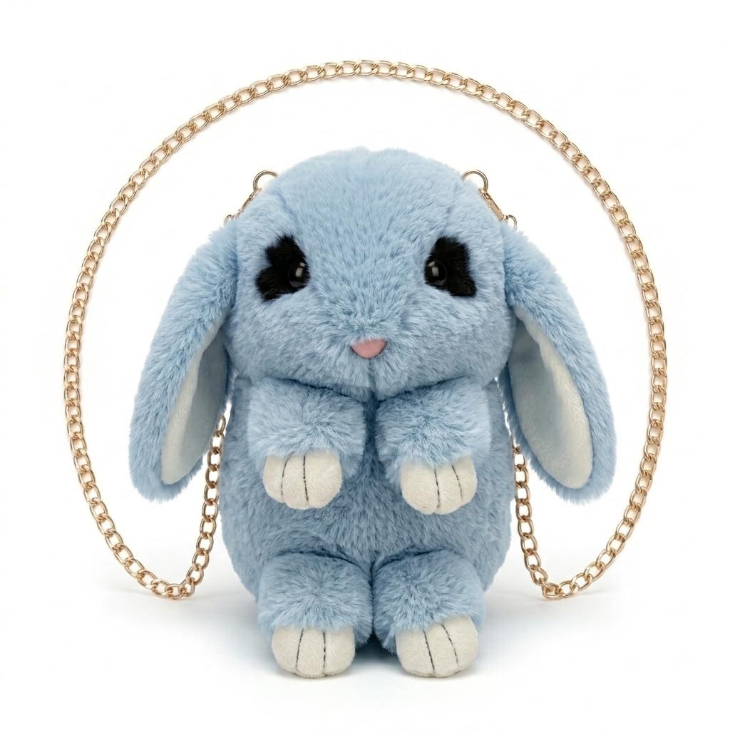 Rabbit Fur Sling Bag for Girls and Women Brown Soft Plush Crossbody Shoulder Bag for Kids Cute Casual Travel Gift Bag 30 x 15 cm-image-0