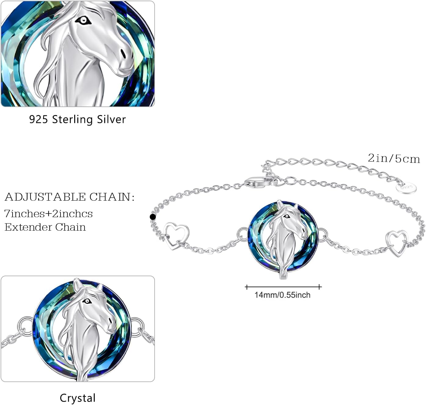 Animal Bracelet for Women, 925 Sterling Silver, Adjustable, Animal Jewelry Great Gift for Women.