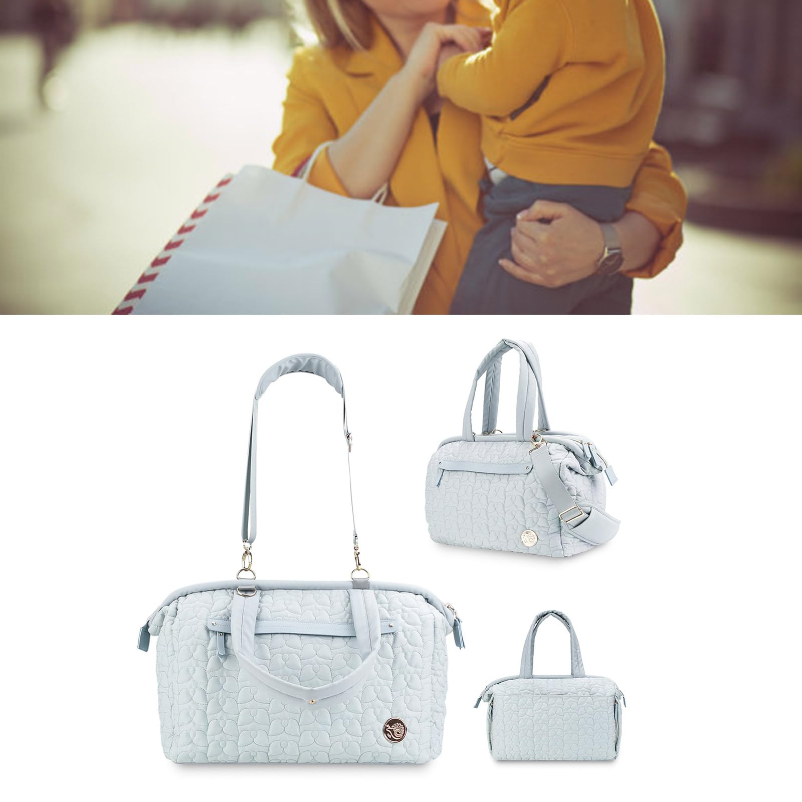 Bolso cambiador de pañales moderno y práctico con estilos de transporte multifunción, bolsa de pañales portátil de 43 cm para padres activos
