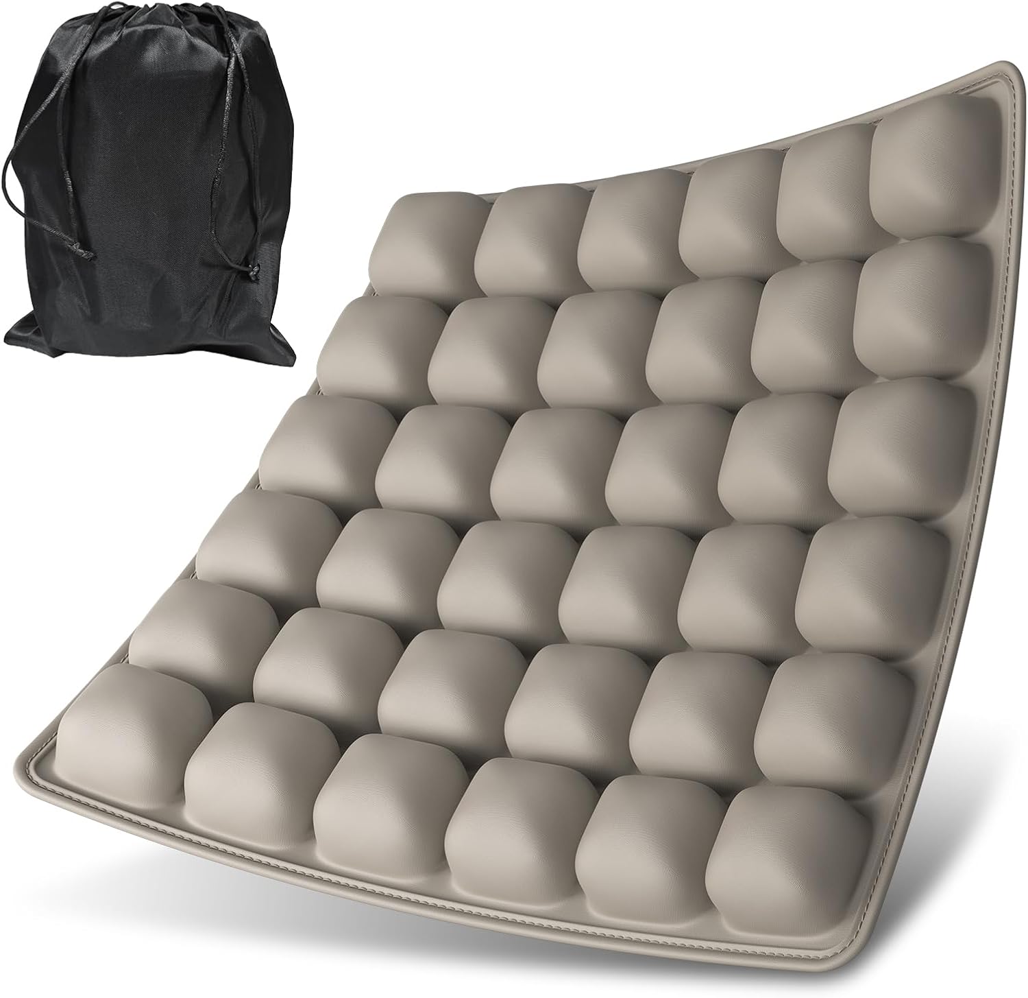 Airplane Seat Cushion for Long Flights, Inflatable Travel Seat Cushion with Built-in Pump, 36 Air Cell Portable Seat Pad, Foldable Non-Slip Cushion for Plane, Office Chair, Car, Stadium (Grey)