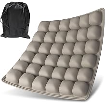 Travel Seat Cushion for Airplane, Inflatable Seat Cushion with Built-in Pump, Foldable Portable Air Cushion for Long Flights and Air Travel Khaki