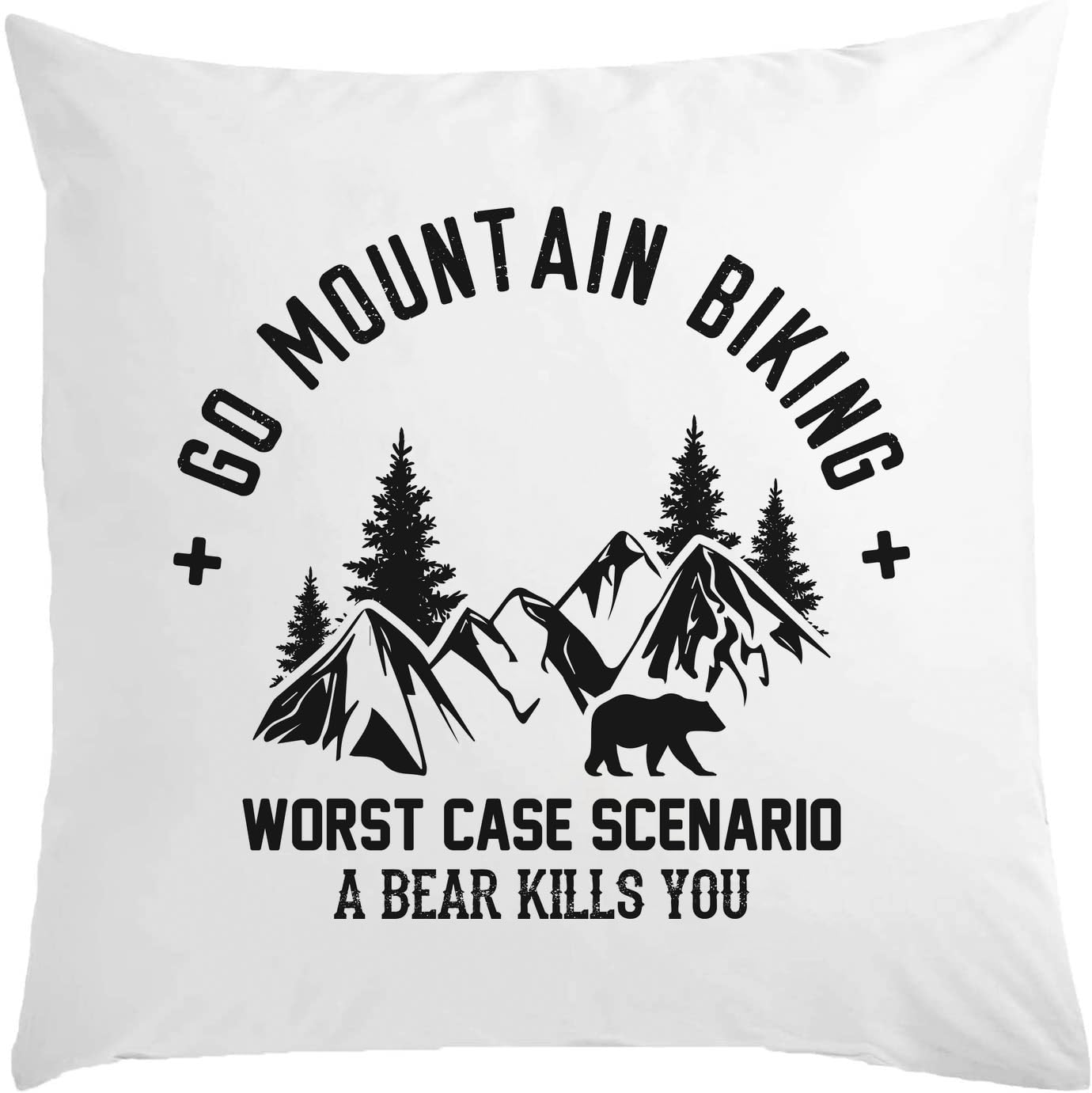 Coussin de décoration humour VTT avec rembourrage blanc 40x40 cm