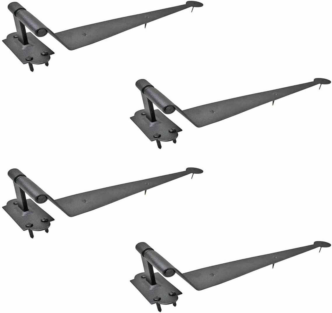 Renovators Supply Manufacturing Offset Lift Off Pintle Strap Hinge 11 3/4 in. Black Wrought Iron 2.5 in. Offset Pintle Strap Gate and Door Hinges with Hardware Pack of 4