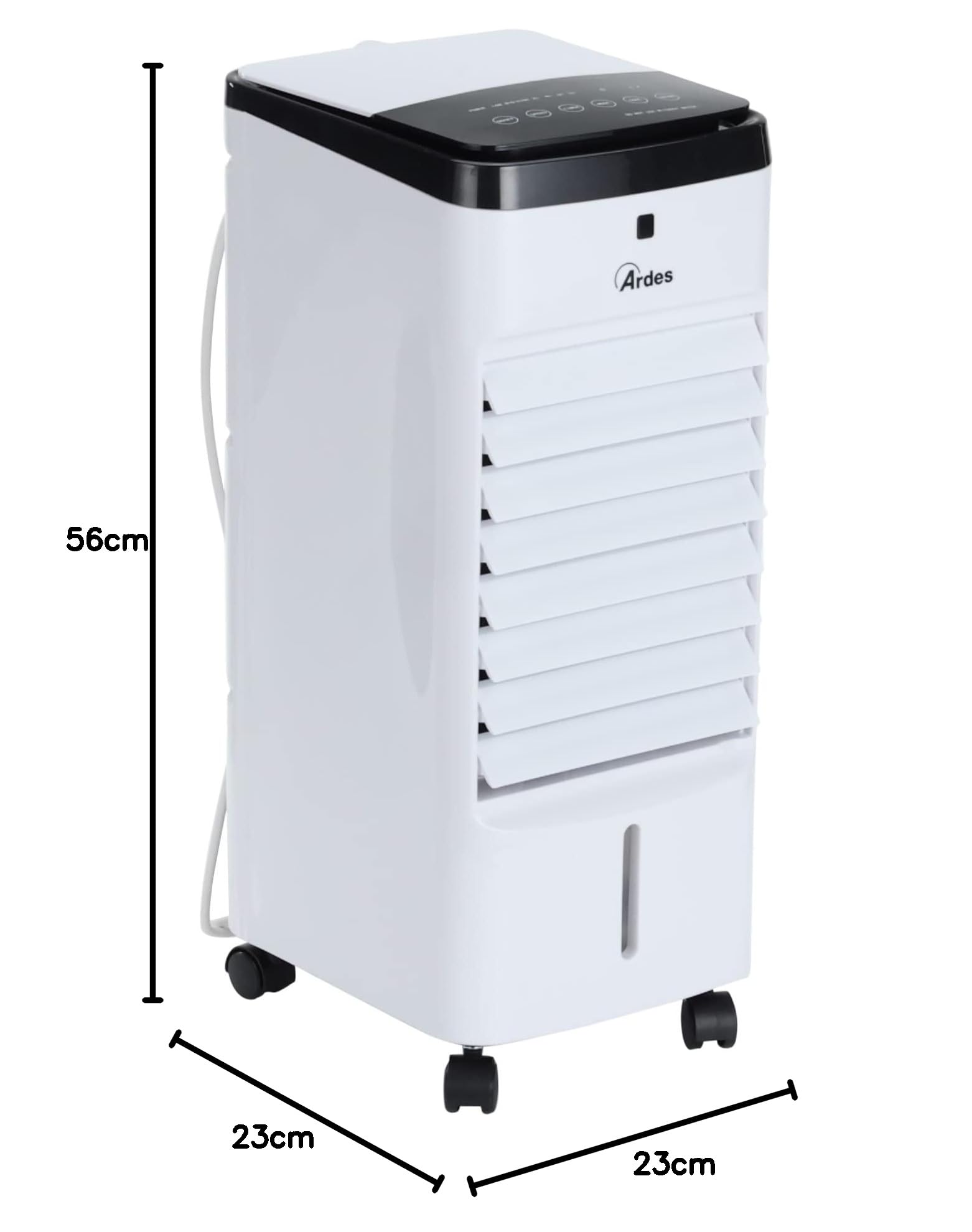 ARDES - AR5R06D Refroidisseur par évaporation compact et puissant avec débit d'air à 3 vitesses Oscillation automatique Minuterie Télécommande et filtre à poussière Blanc