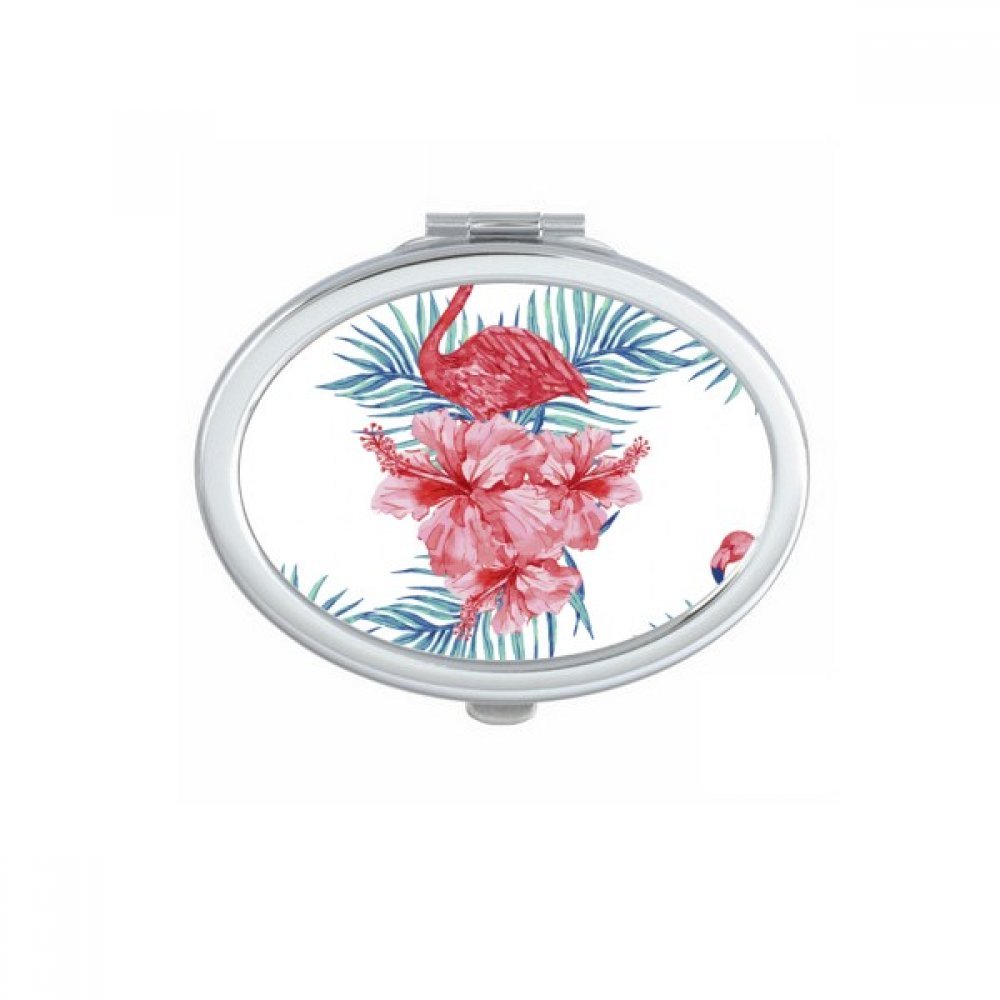Miroir de poche ovale Fleur Plante Feuille pour maquillage compact nomade