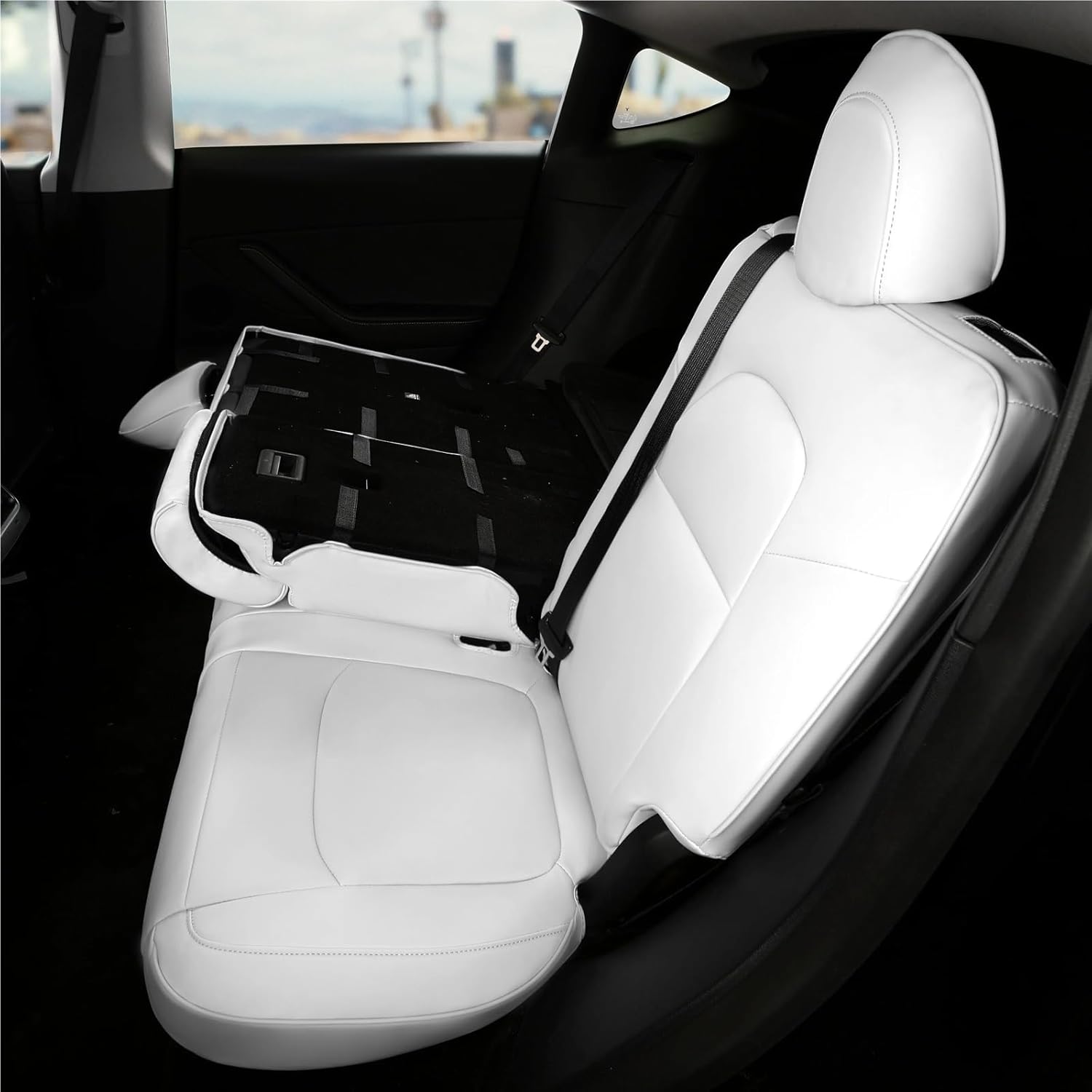 Car Seat Covers 2020-2024 Compatible for Tesla Model Y 5 Seats Napa Leather Front and Rear Seat Covers Cushion(Model Y)