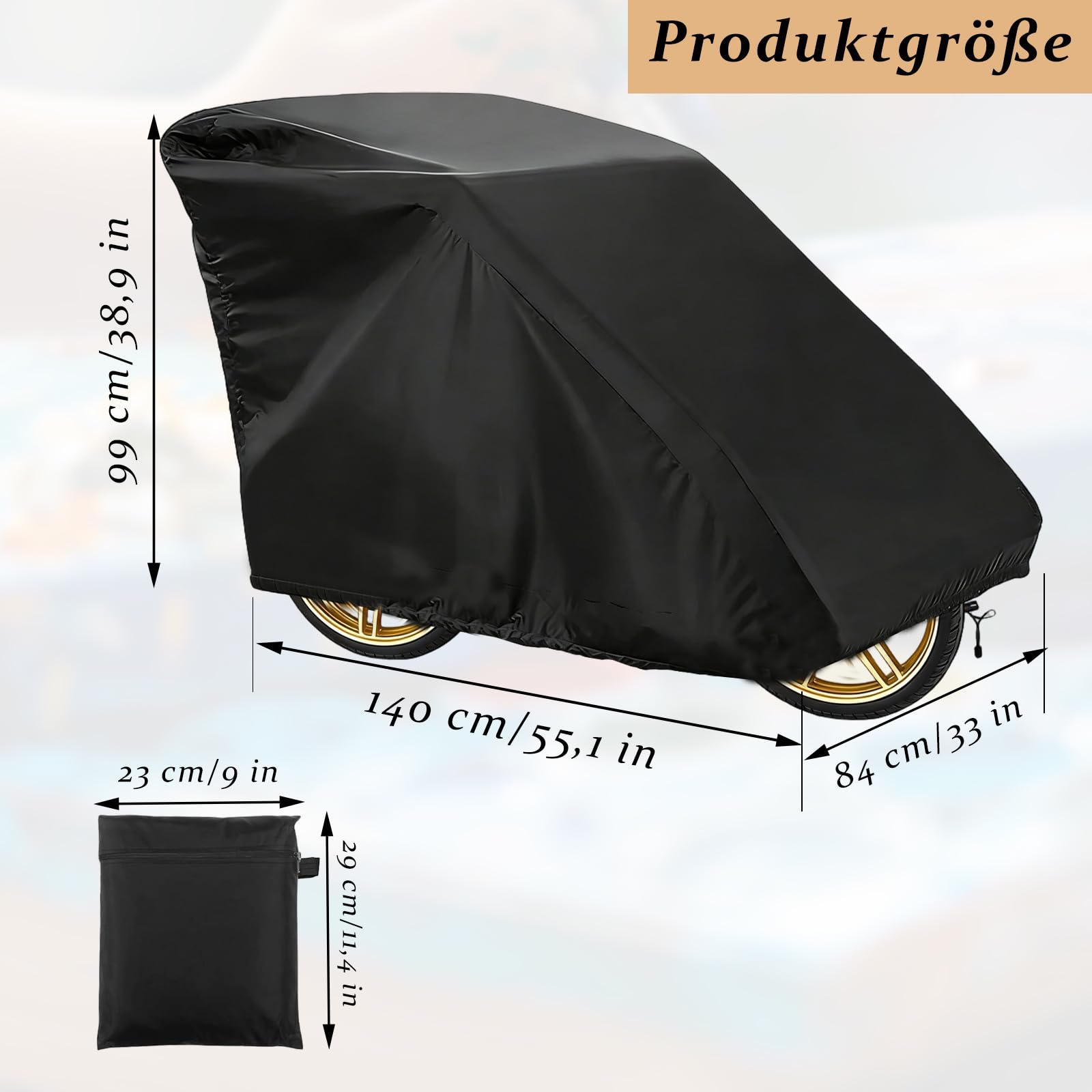 Copertura Universale per Rimorchio Bicicletta 140×84×99 cm Pieghevole Impermeabile Nera