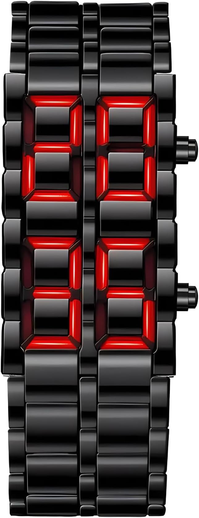 Gosasa Men's Lava Style Stainless Steel Watch Red Blue LED Digital Watch Black Bracelet Watch