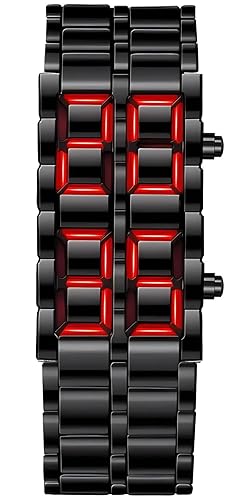 Gosasa Men's Lava Style Stainless Steel Watch Red Blue LED