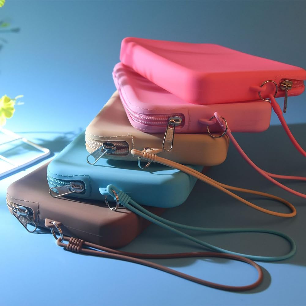 Silicone Small Makeup Bag Pouch for Purse, Travel Toiletry Bag Cute Portable Cosmetic Bag Waterproof Makeup Storage Bag Mini Zipper Clutch Makeup Organizer for Makeup, Beauty Tools (Small Green) - Image 7