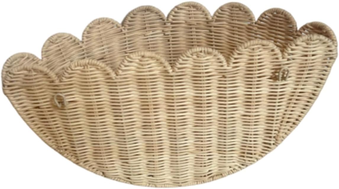 CLISPEED 藤編壁掛け収納バスケット 自然素材手編みデザイン 通気性良好で