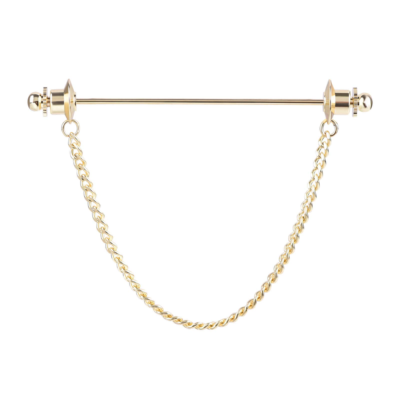 Mens Shirt Collar Pins Necktie Tie Cravat Pin Clips with Chain Lapel Pin Collar Bar Tassel Brooch Gold Silver Black Tone