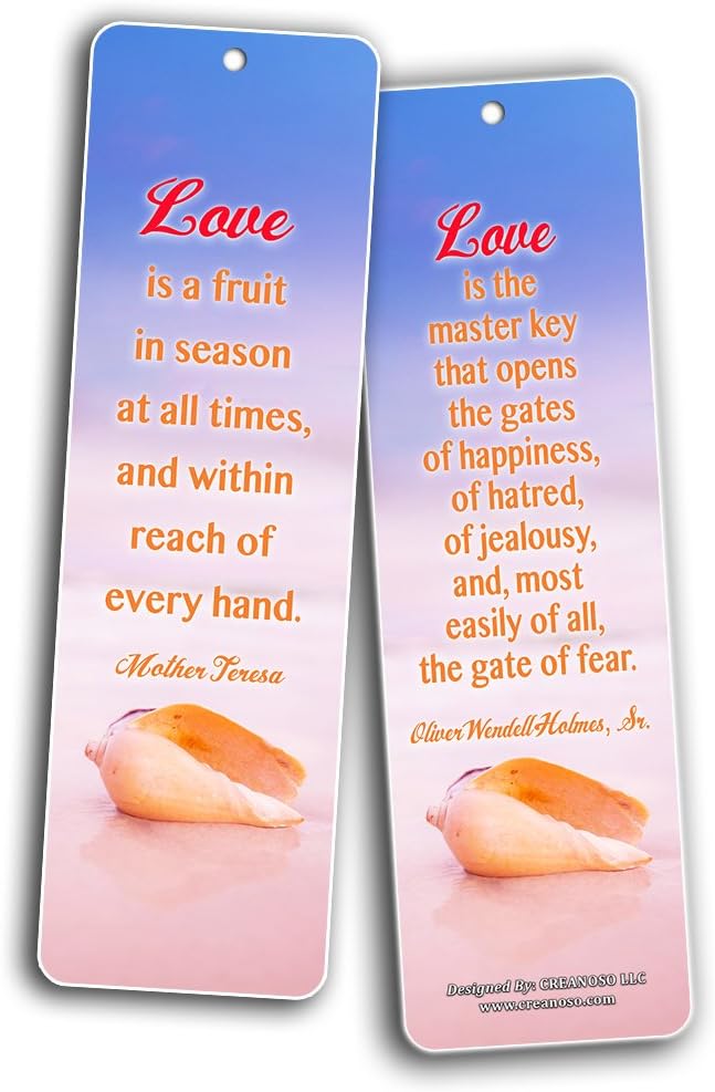 Creanoso Love Quotes Bookmarks (60-Pack) - Daily Inspirational Sayings Cards - Best Guitar Gifts Stocking Stuffers for Him, Her, Boyfriend, Girlfriend, Couple, Men or Women