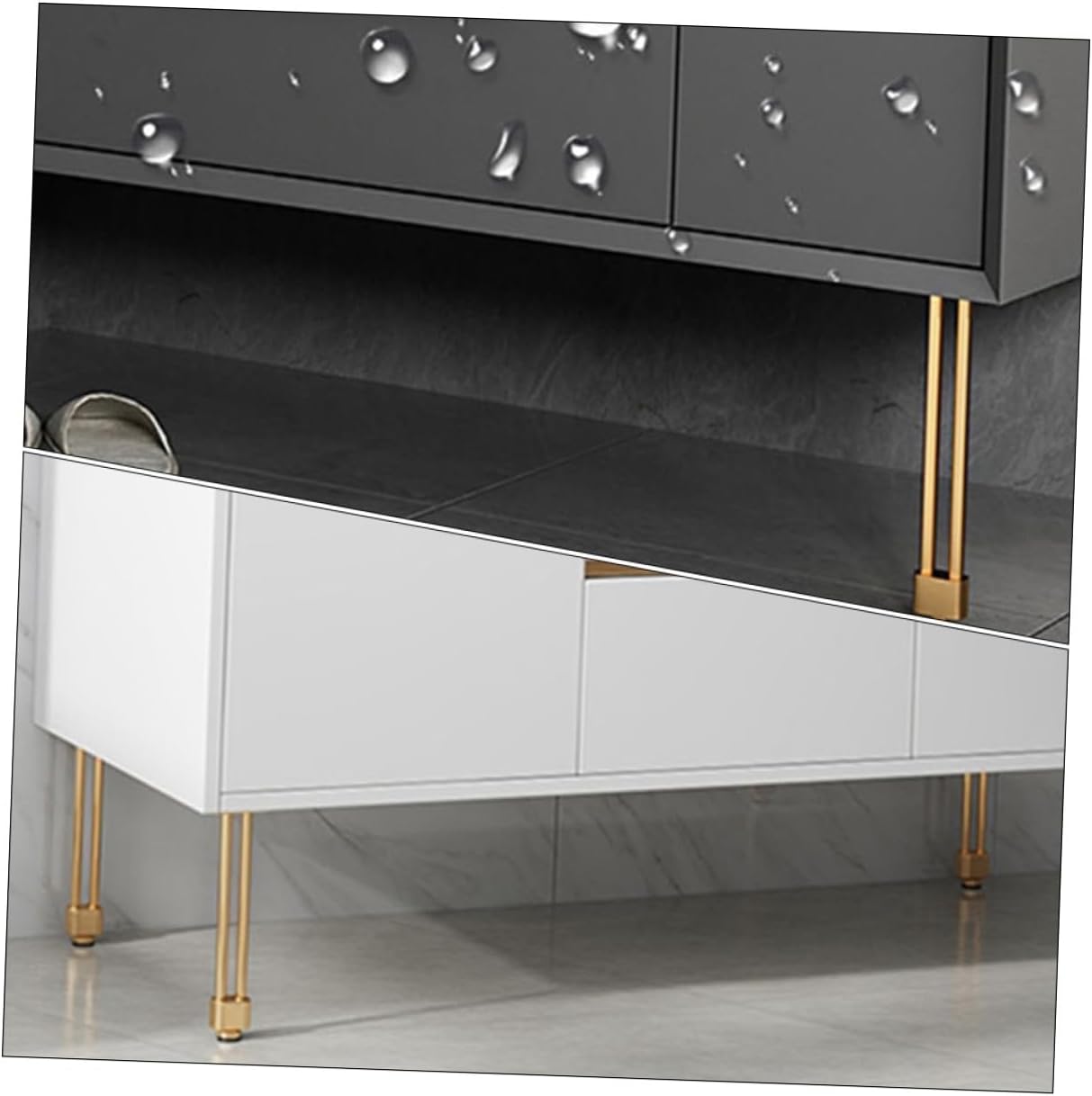 GLEAVI 4pcs Adjustable Aluminum Alloy Furniture Legs Cabinet Feet Metal Adjustable Support Feet 15cm Brushed Gold for Bathroom Vanity Tv Cabinet Furniture Leveler