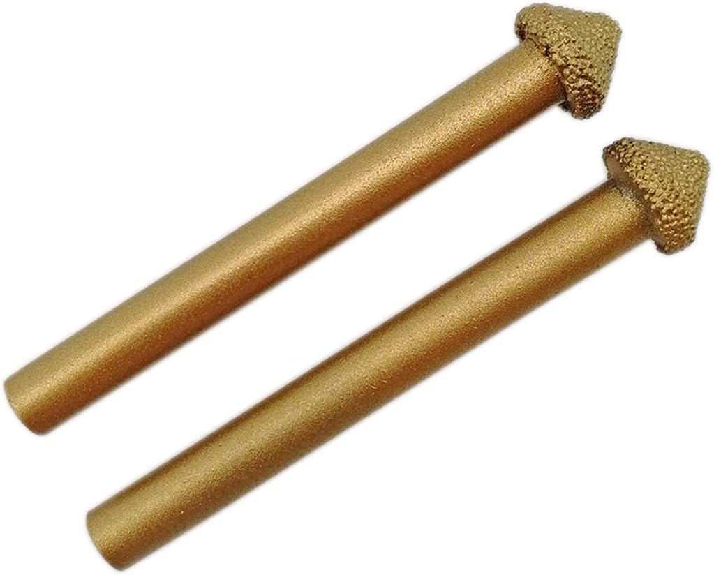 SHDIATOOL CNC Diamond Engraving Bits 60 Degree Shank 8mm 3D Stone Vaccum Brazed Carving Tools Pack of 2