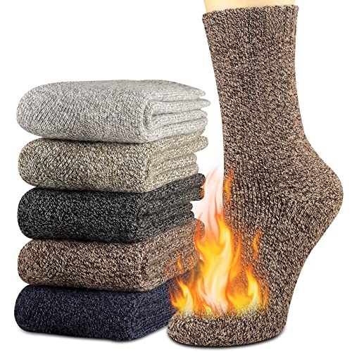 Image of Heatuff Women's Winter Wool Socks Warm Soft Full Cushion Crew Socks (5 Pairs)