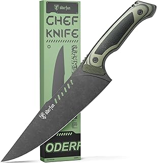 Faca De Chef Profissional De 8 Polegadas - Lâmina De Aço Alemão Com Cabo G10 E Estrutura De Espiga Completa - Design Gyuto Para Cozinha E Sobrevivência Ao Ar Livre - Série Obsidiana Escura