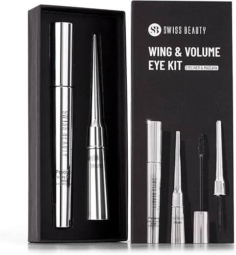 Swiss Beauty Wing & Volume Kit | Mascara + Eyeliner | Water-Resistant | Quick-Drying | Long-Lasting | 12.5g