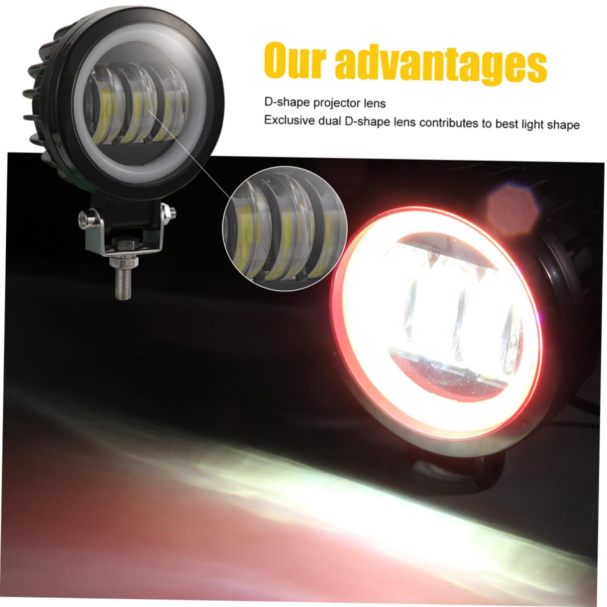 GALPADA Luz LED para Motocicleta 40w 8500 Lm Dc 10-80v Ip67 Roja