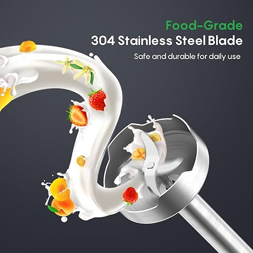 Miniatura 7 de FRESKO Batidora de inmersión de mano, mezclador eléctrico de mano de acero inoxidable 4 en 1 con 12 velocidades y modo turbo, potente licuadora de