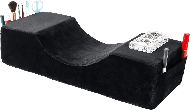 Almofada para extensão de cílios Toymay com espuma viscoelástica, capa preta removível, 50,04 cm x 20,32 cm
