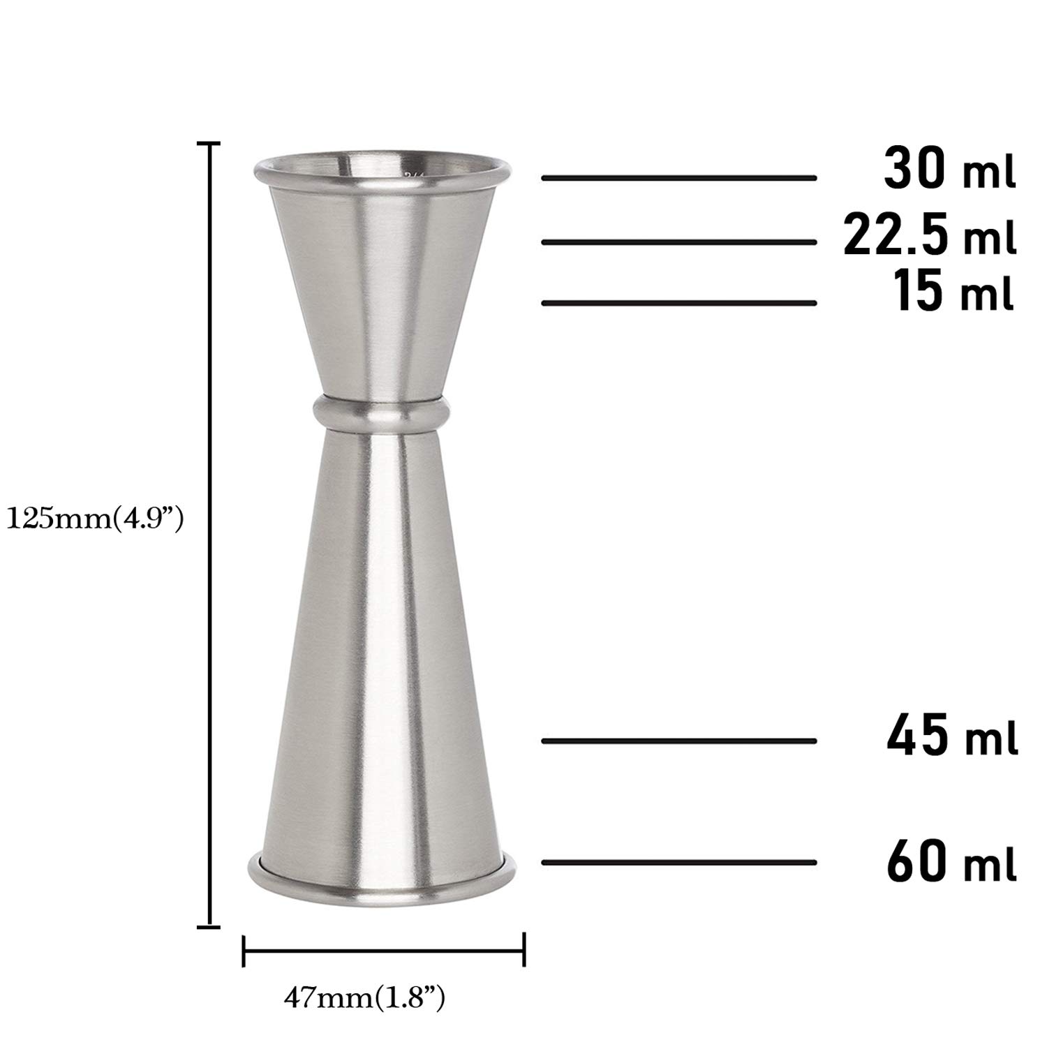 Doseur Cocktail Acier Inox 30/60ml - Double Mesure Pour Barman