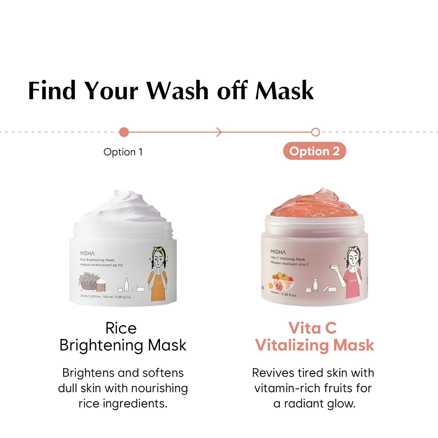 MIDHA VITA C VITALIZING MASK, 3.38fl.oz/100ml,Hydrating, Jelly Texture, Glow-Enhancing, Moisture boost, Daily Vitality Boosting, Soothing, Nourishing, Wash off Pack